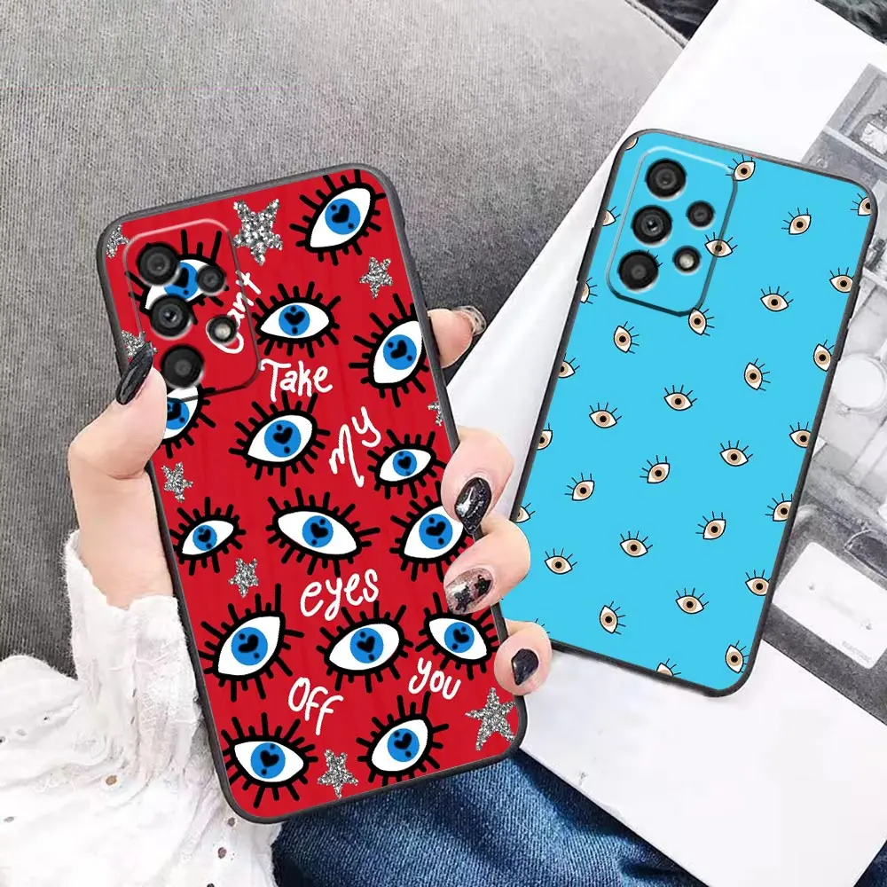 

Phone Case For Samsung Galaxy A90 A80 A73 A71 A70 A53 A52 A42 A33 A32 A23 A22 A21S A14 A10 Case Capa Funny Lucky Blue Evil Eye