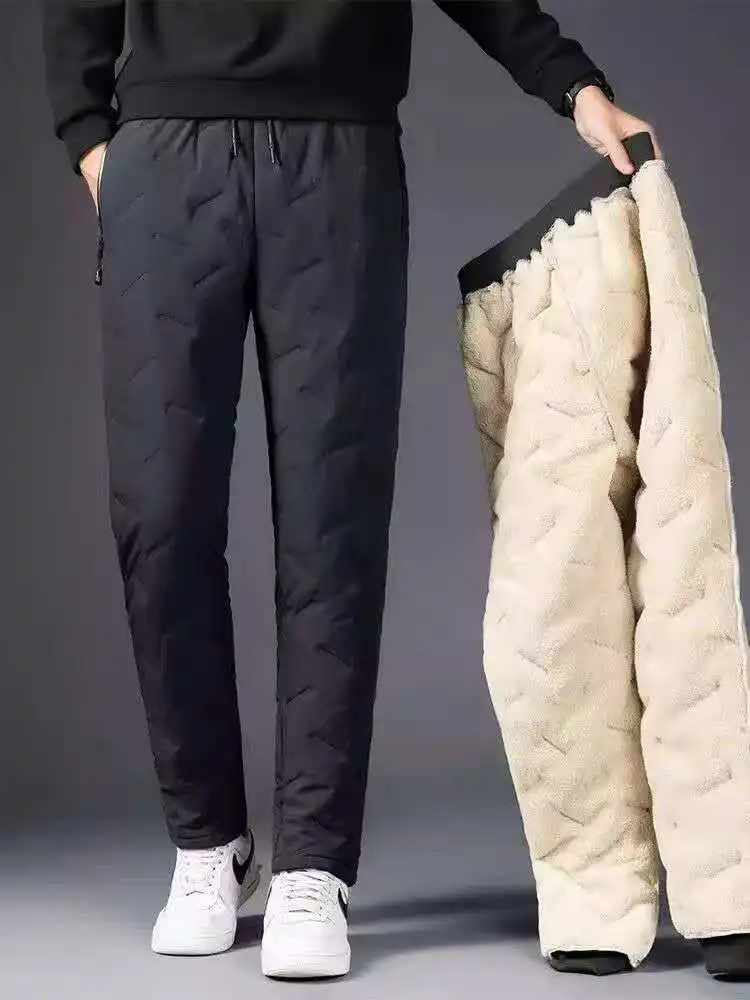 

2026 Winter padded and warm men's clothing pants comfortable and skin-friendly water-resistant casual large size cotton pants