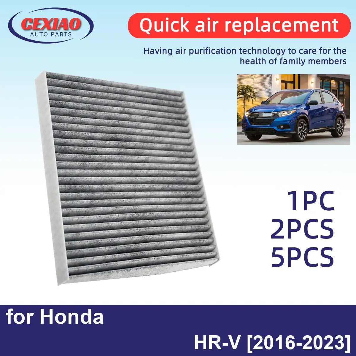 

Фильтр воздушного кондиционера Honda HR-V 2016-2023 CF11182 80291-T5R-A01 80291-TF0-E01, 1 шт., 2 шт., 5 шт.