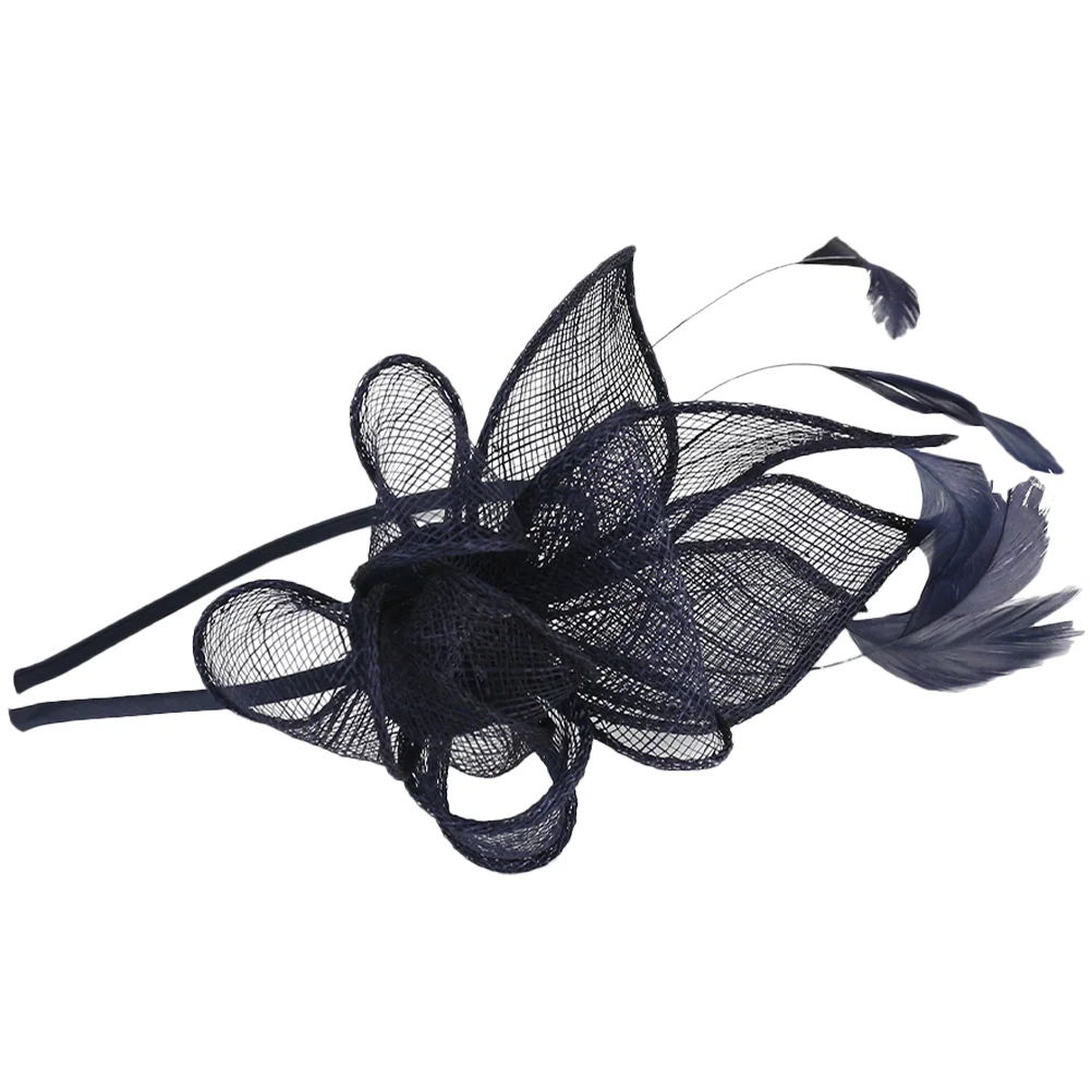 Cocktail Party Hat Women's Fascinators Mini Hats Clip Lace Wigs Headband Cream Hairband