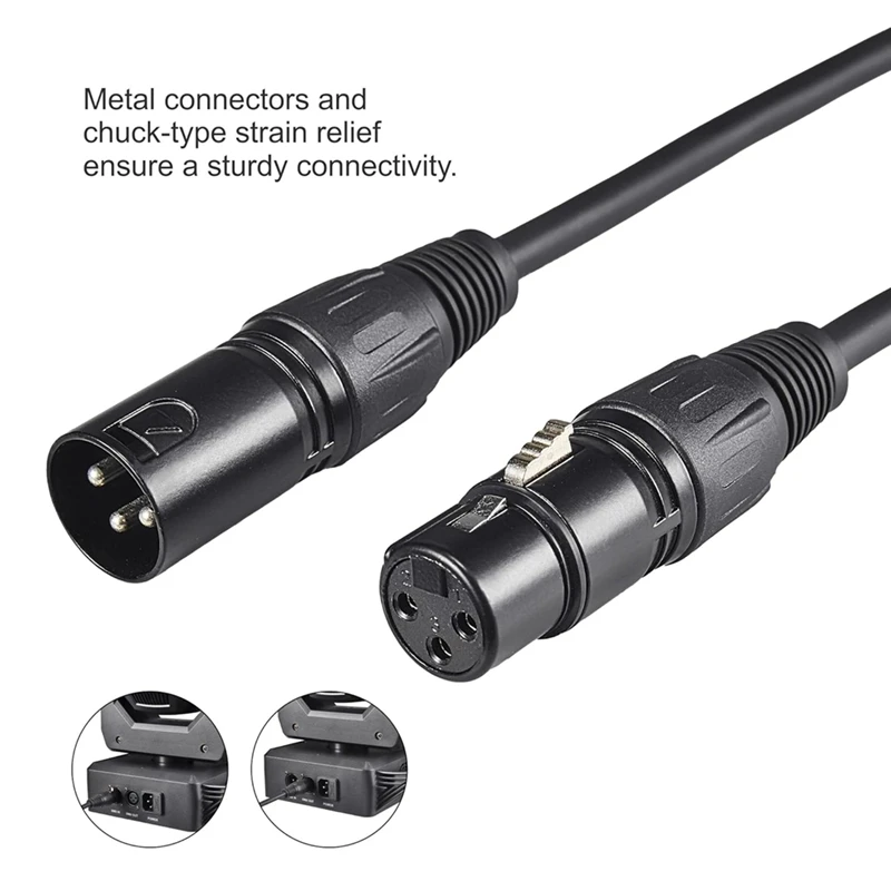 AT51-DMX كابل 10Ft ، 4 قطعة كابلات DMX 3Pin إشارة XLR ذكر إلى أنثى DMX سلك كابل لنقل الإشارة لإضاءة المسرح