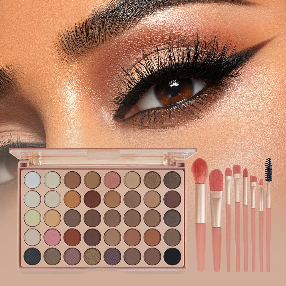 POPFEEL 40 色のアース トーン & ピンク アイシャドウ パレット – 簡単にブレンドできる多用途のシマー、マット、ハイライト シェード。