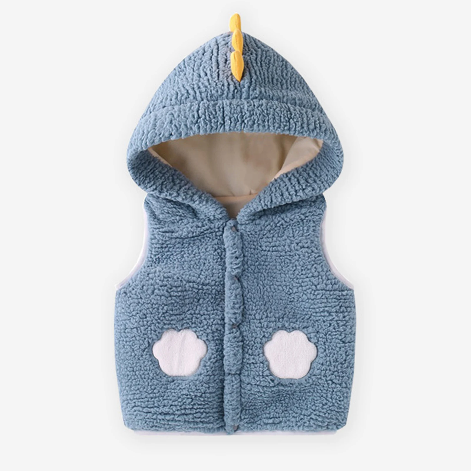 Baby Boys Girls Vest Faux Sherpa Fleece Cartoon Animal Shaped Hooded Waistcoat Fall Winter Sleeveless Coat