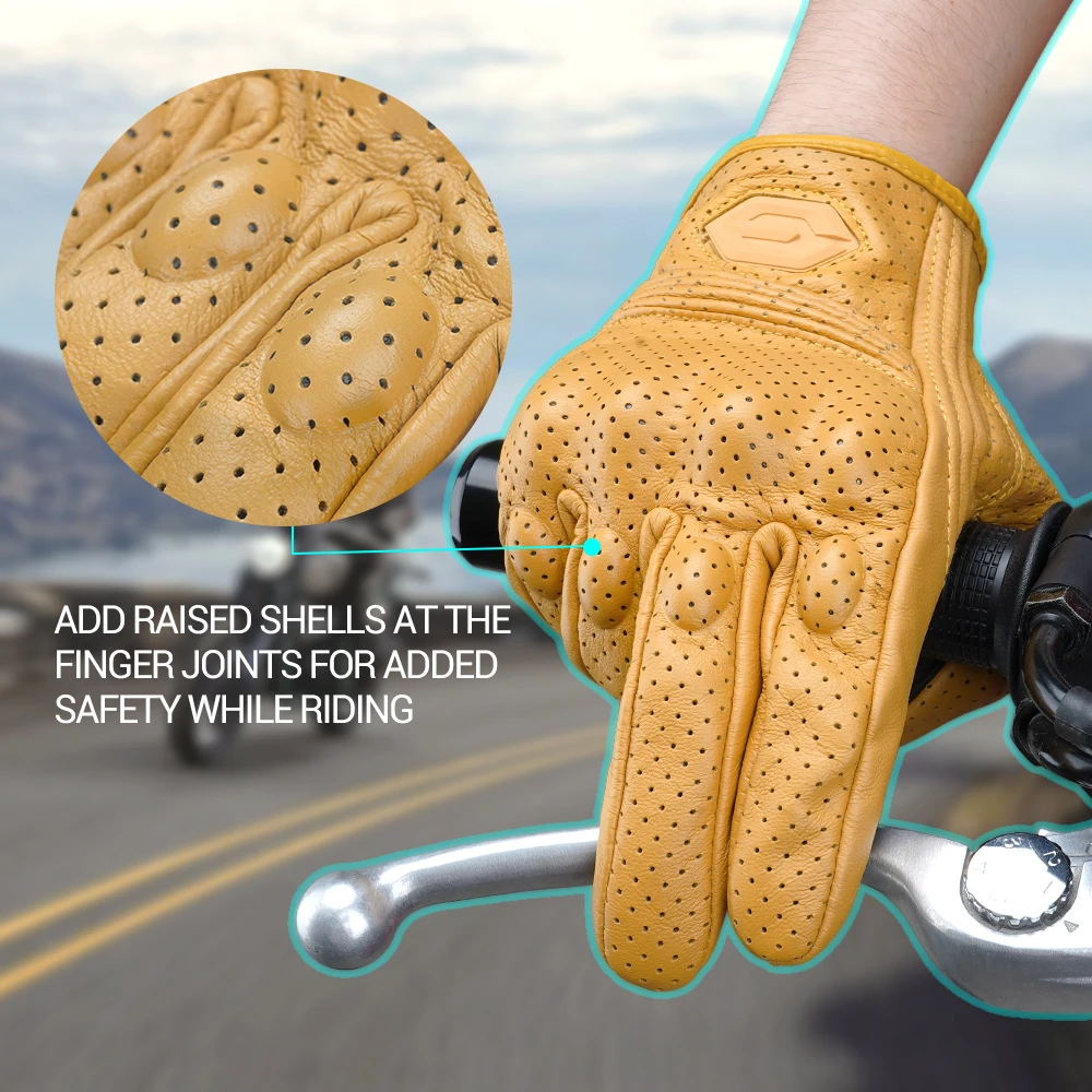 Guantes de cuero para motocicleta, guantes de Motocross para hombre, equipo de motocicleta, guantes de protección deportiva para ciclista, guantes de moto transpirables