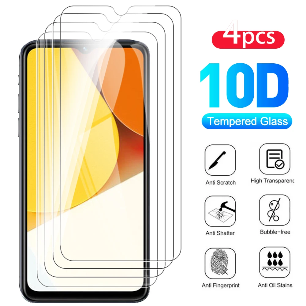 4PCS 9H Tempered Glass Case For vivo Y35 6.58