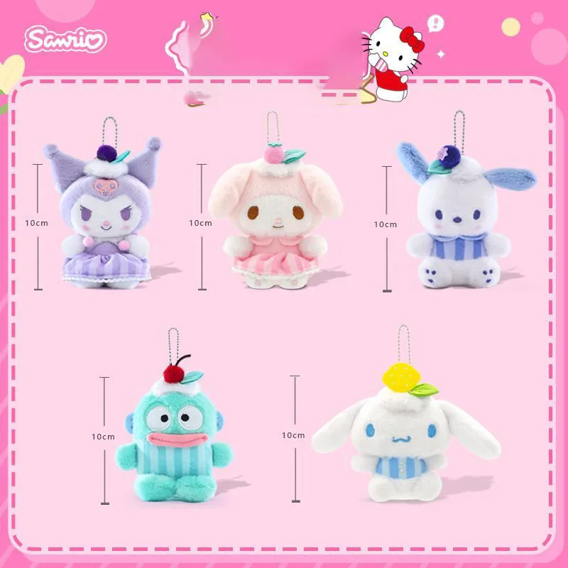 

Official Sanrio Plush Keychain Cinnamoroll My Melody Kuromi Hangyodon Stuffed Doll Pendant Cute Bag Charms Gift For Girls Fans