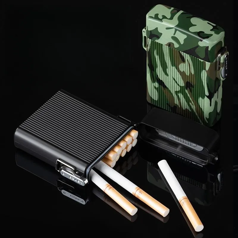 Thickened Tungsten Lighter for Men, 16 Cigarette Case, USB Quick Charging, Outdoor Portable, Special Gift, New