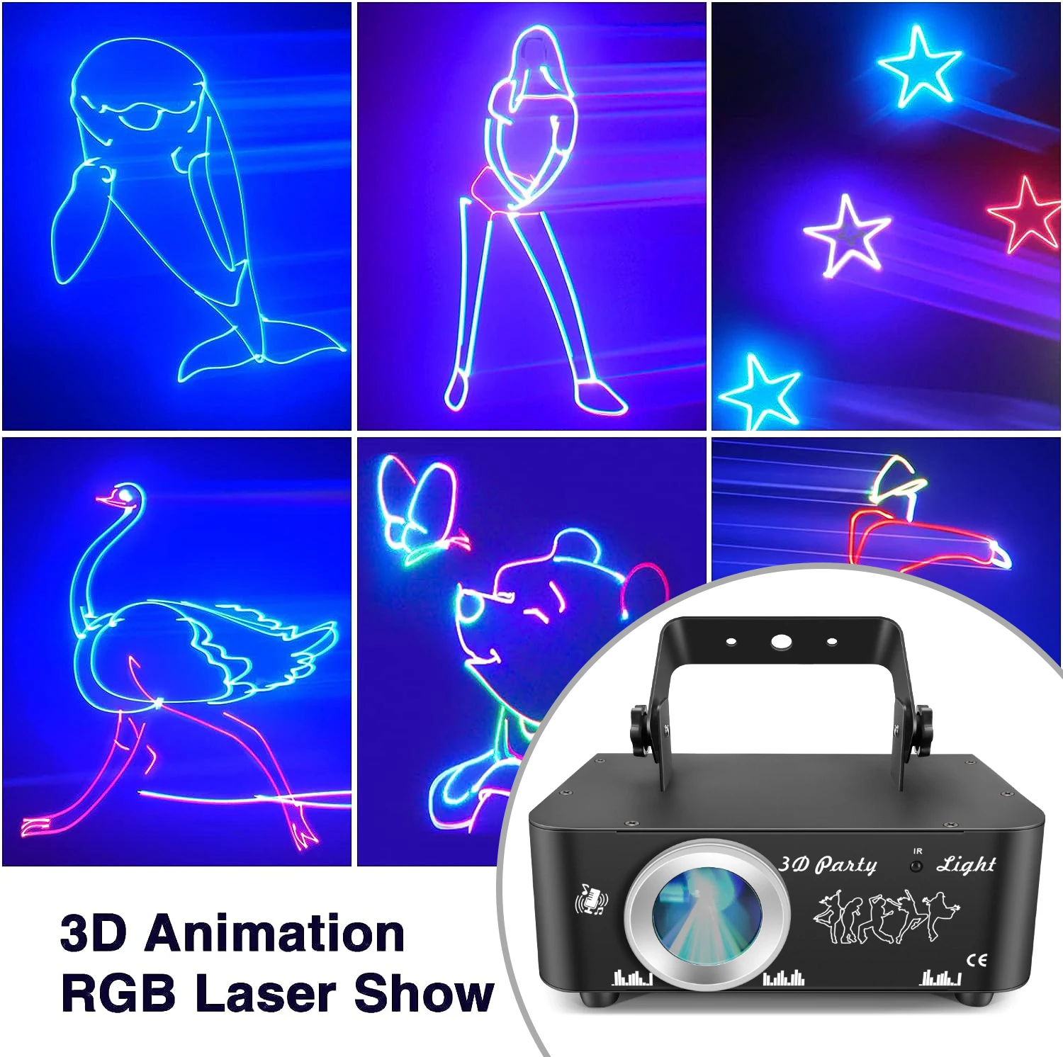 

RGB Animation Laser Light DMX 500mW Beam Scanner Laser Light Projector 3D Laser Light DJ Disco Bar Club Party Wedding Shows LSD5