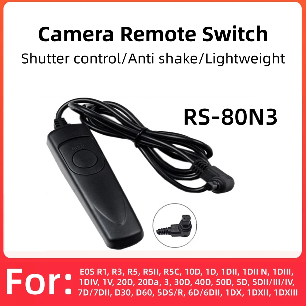 Control Remoto con Cable RS-80N3 para Disparador de Cámaras Canon EOS R1, R3, R5, R5II, R5C, 5D IV, 5D4, 1DX III, 1DX II, 1DX, 7D2 - Accesorios para Cámara