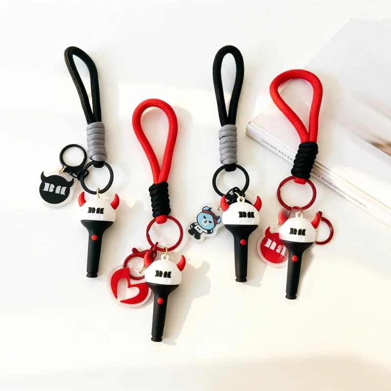New Kpop Korean Lovely Red Black Cartoon Silicagel Keychain Bag Pendant Fans Gifts Collection