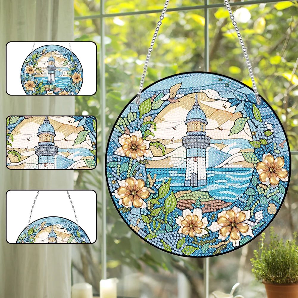 

Acrylic Suncatcher 2D/Flat DIY Hanging Diamond Art Kits Diamond Painting Set Single-Sided Drill DIY Home Decor Hanging Charm