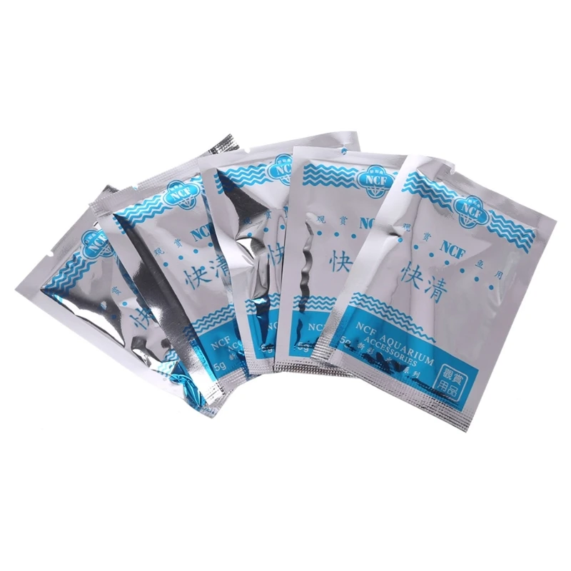 Aquarium Water Clarifier Powder Cleaning Water 5 Pouches Safe for Aquatic Plants