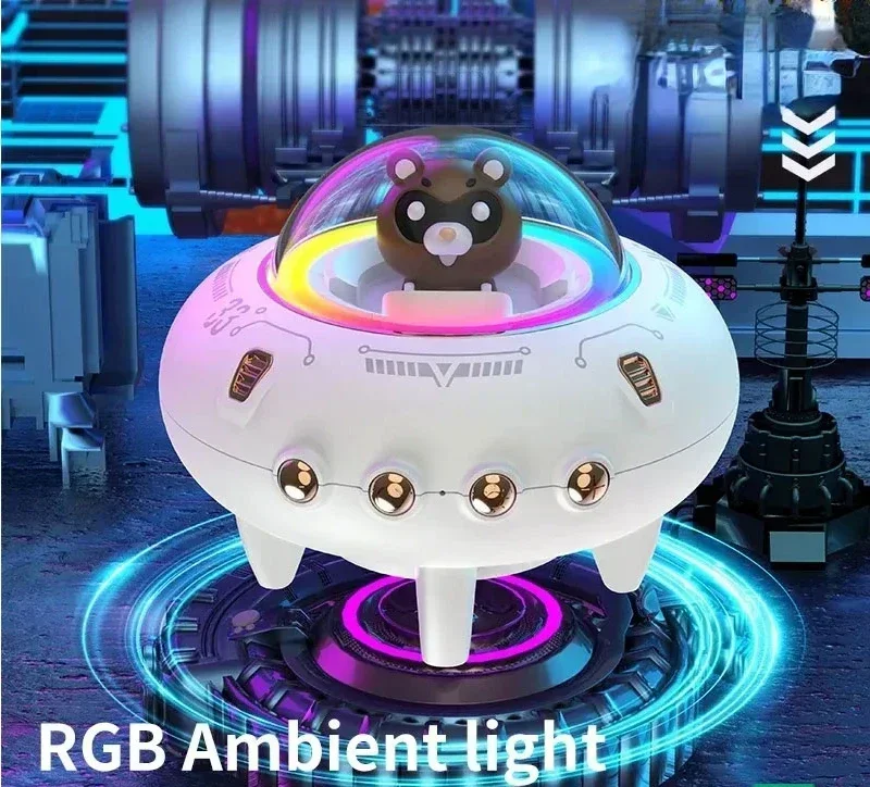 New Mini Computer Speaker  Support TF Portable Bluetooth Speaker RGB LED Light UFO Wireless Speaker Best Gift Spaceship Audio