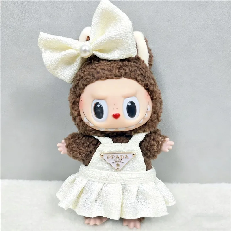 15 17cm para boneca labubu coreano kpop estilo doce saia saco de luxo sapatos conjunto roupa triângulo invertido vestido roupas ﻿