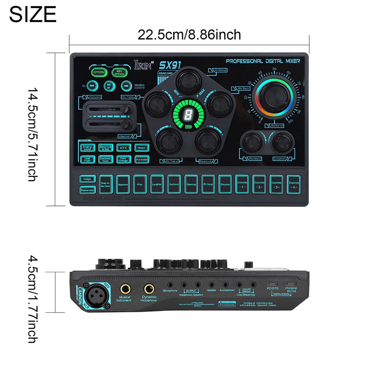 IRIN Audio Mixer Live Sound Card Professional Audio Sound Card USB Sound Mixer for Live Streaming Podcast PC Computer Laptop