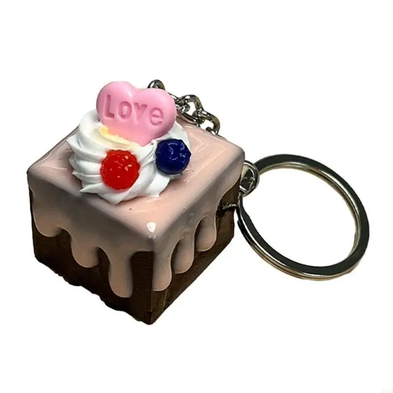 Delightful Cake Keychain Simulation Keyrings Cream Dessert Model Holder