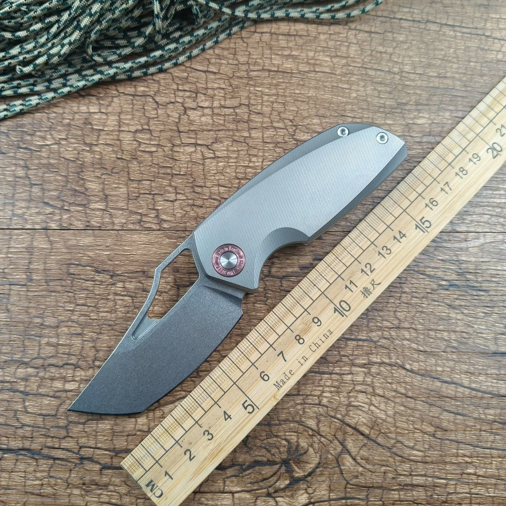 

TWOSUN TS498 Folding Knife 14C28N Blade Ceramic Ball Bearing Washer TC4 Titanium Handle Outdoor Camping Hunting Tool