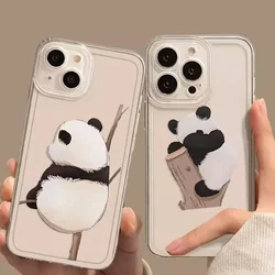 Cute Cartoon Panda Phone Case for Samsung Galaxy A55 A54 A53 A51 A70 A32 A31 A22 A13 4G 5G Soft Covers Clear Funny Animal Fundas