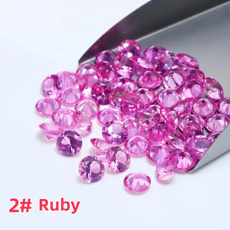4mm to 10mm Synthetic Corundum 2# Ruby Pink Color Round Shape Stone Beads Loose Stone For Jewelry DIY Making Wax Setting