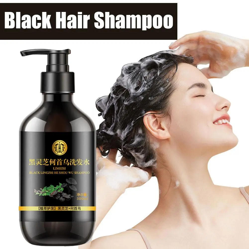 Shampooing colorant pour cheveux 3 en 1, 300ml, colorant pour cheveux, colorant instantané gris à noir, polygonum multithorum, coloré naturel, couverture pour femmes, Y4r5