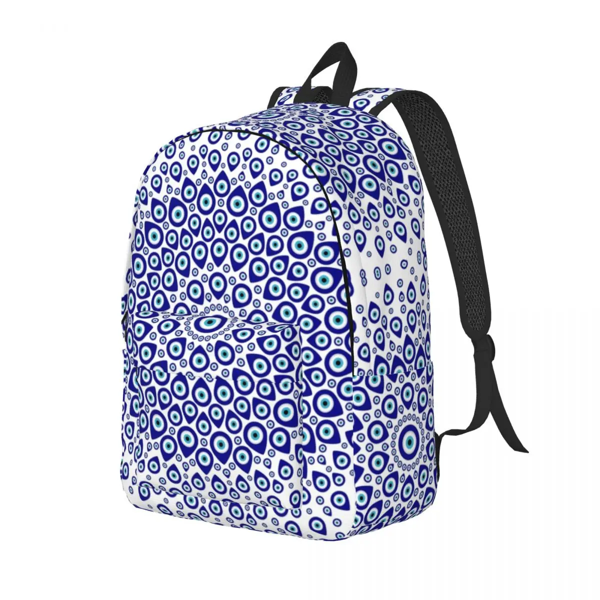 Customized Nazar Turkish Eye Circular Ornament Canvas Backpack Women Men Bookbag for College School Amulet Boho Hamsa Bags