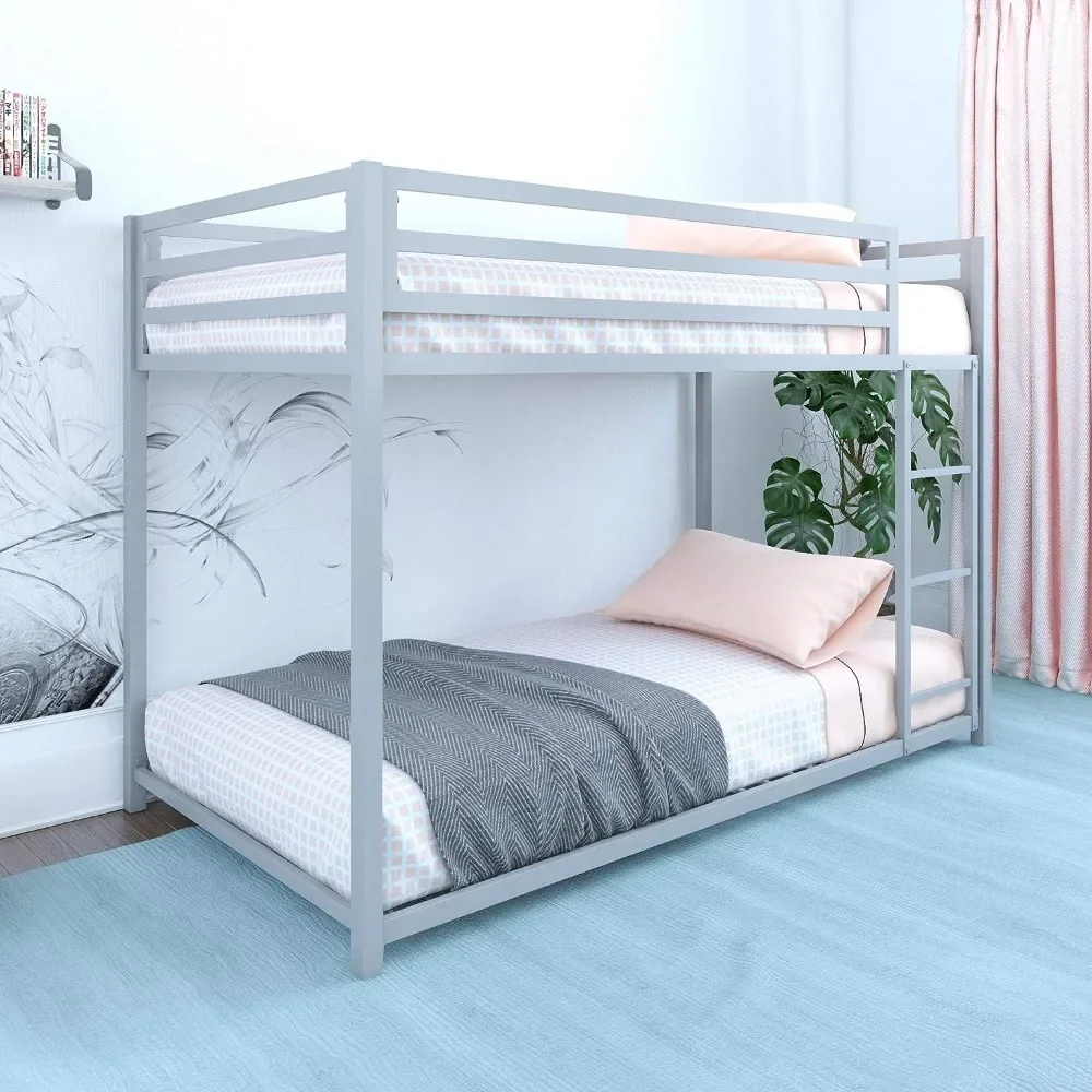 Miles Metal Bunk Bed, Silver, Twin over Twin