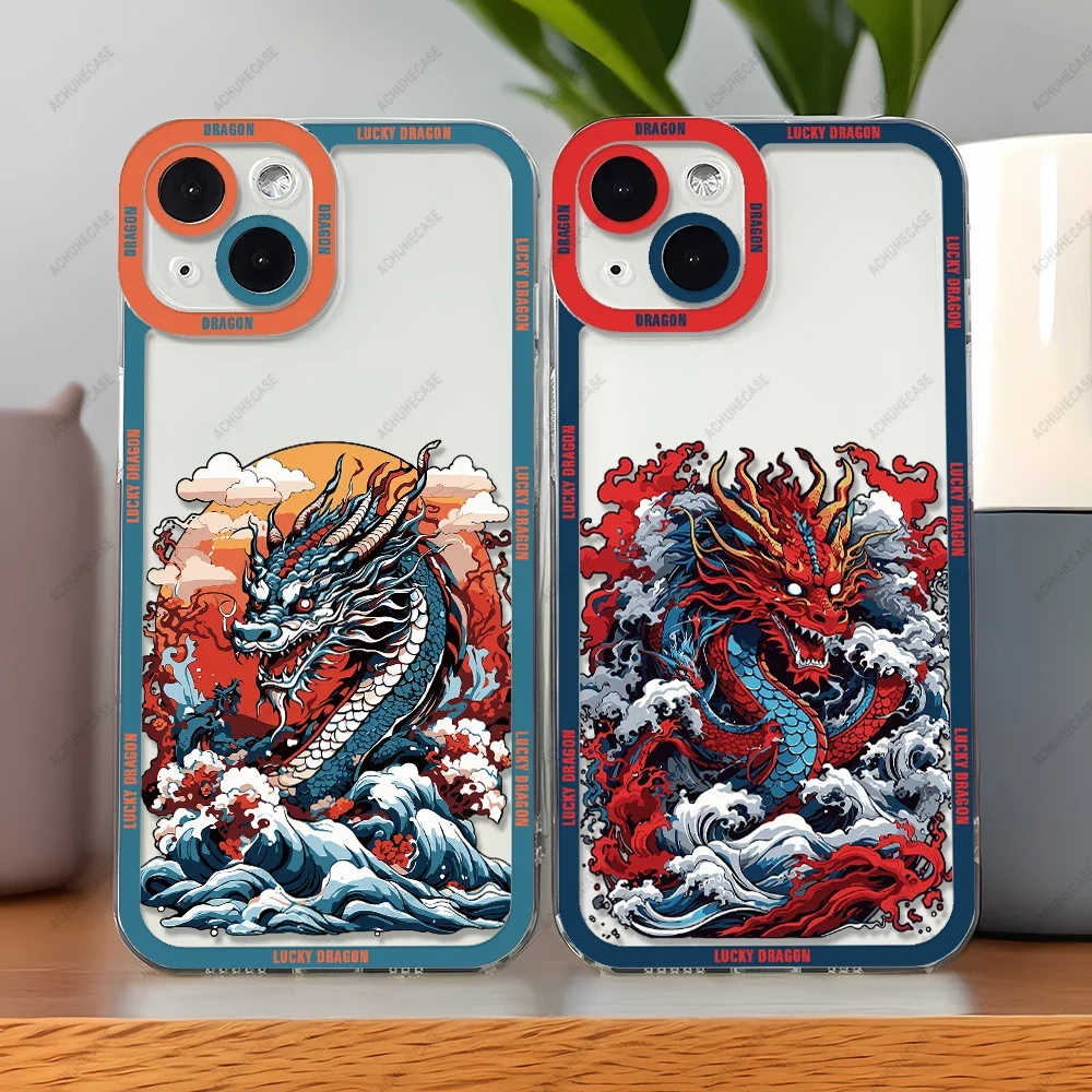 Phone Case For iPhone 16 15 14 13 12 11 Plus Pro Max Mini XS X XR Soft TPU Phone Cover Mysterious Dragon