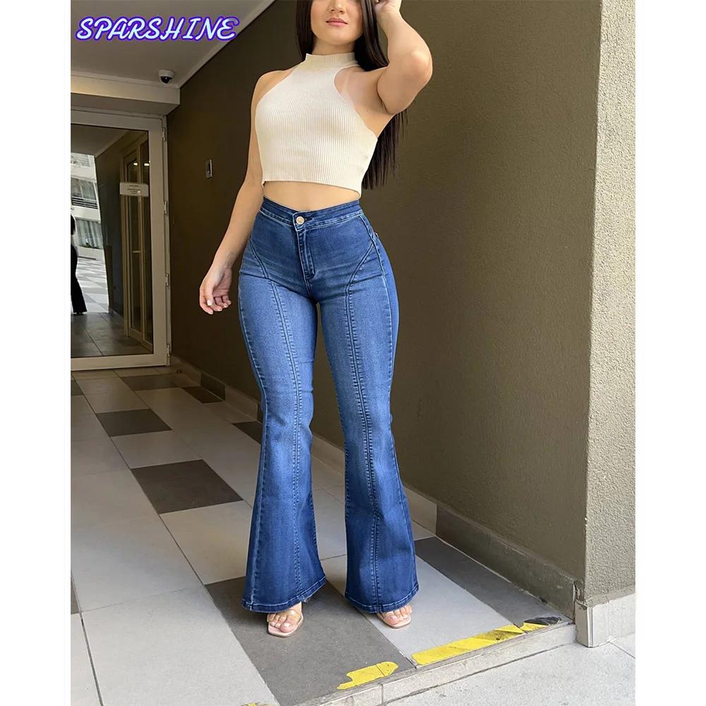 

Y2K Fashion Skinny Flare Jeans For Women New Style High-waisted Slimming Tall Design Straight Floor-length wide-leg Long Pants