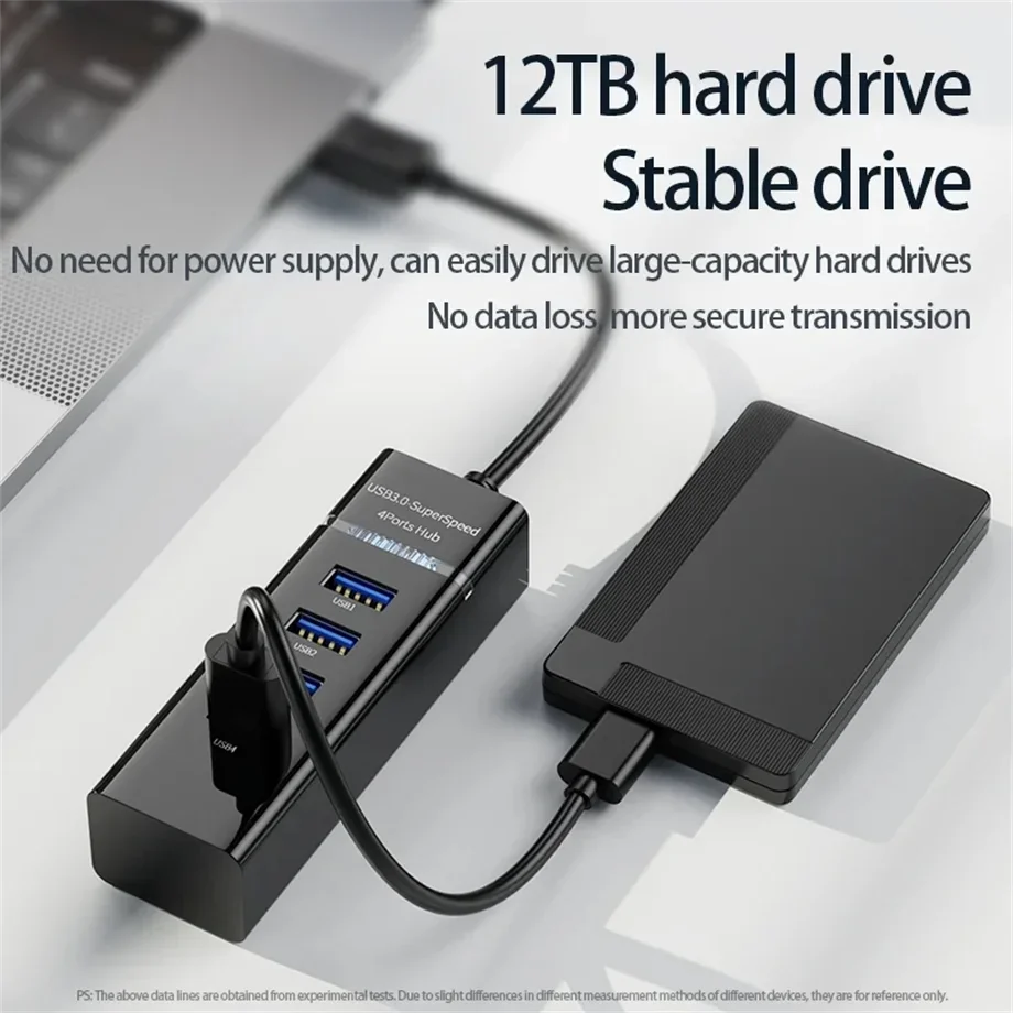 USB Hub 4 Port USB Hub Extender 2.0 3.0 Fast Speed Splitter Adapter Power 4 in 1 Docking Station USB Cable Computer PC Laptop
