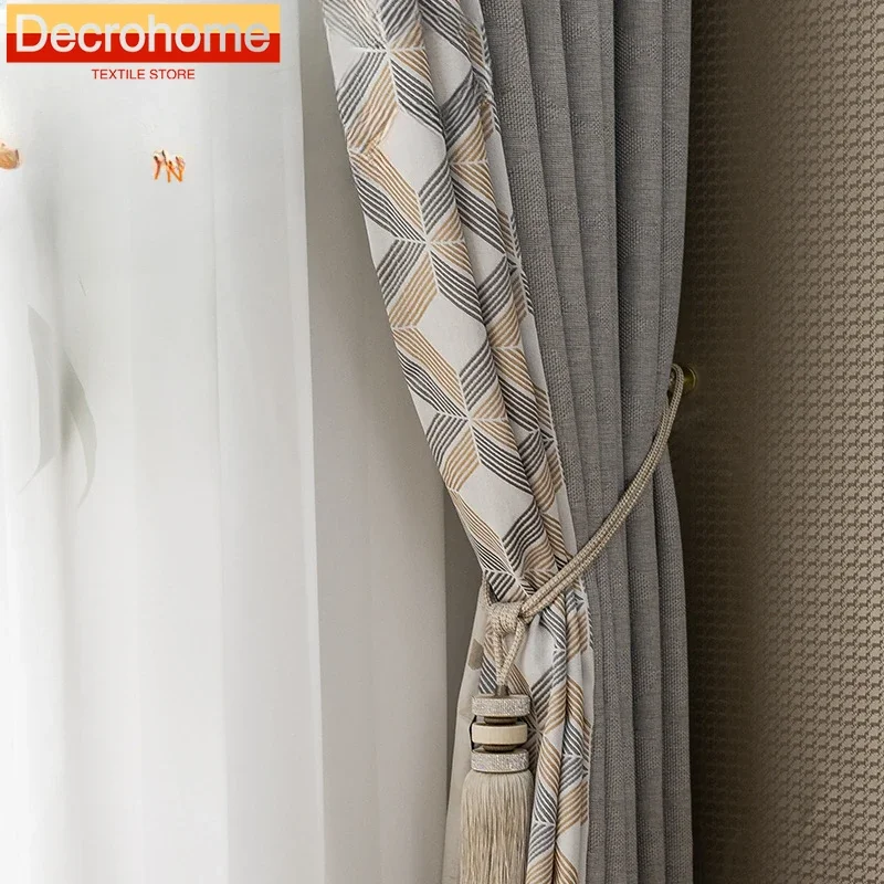 

Simple Splicing, Nordic Light Luxury Geometric Graphics, Fashionable Shading Curtains for Living Dining Room Bedroom