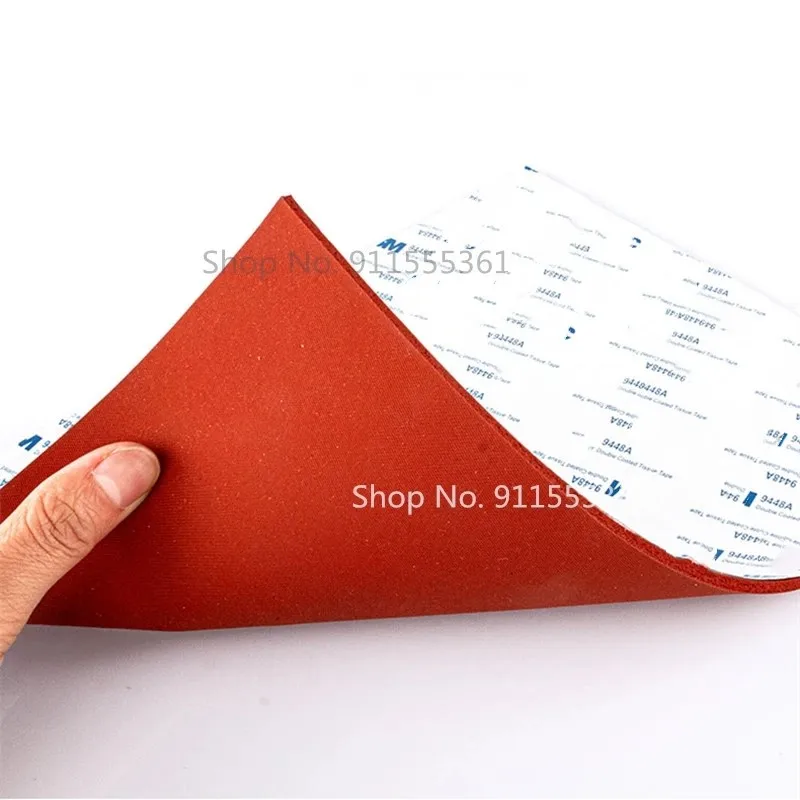 Adhesive Silione Foam Rubber Sheet 300x300x10mm, Closed Cell Silicon Sponge Sheet for Heat Transfer, Red Color