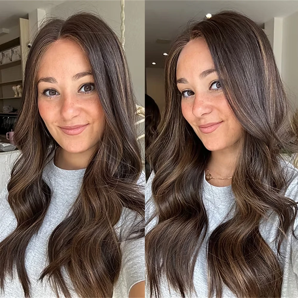 

Синтетические парики фронта шнурка для чернокожих женщин Мелирование волос HD Парик шнурка Длинный брюнетка Коричневый парик Предварительно выщипанная линия волос Косплей Использование