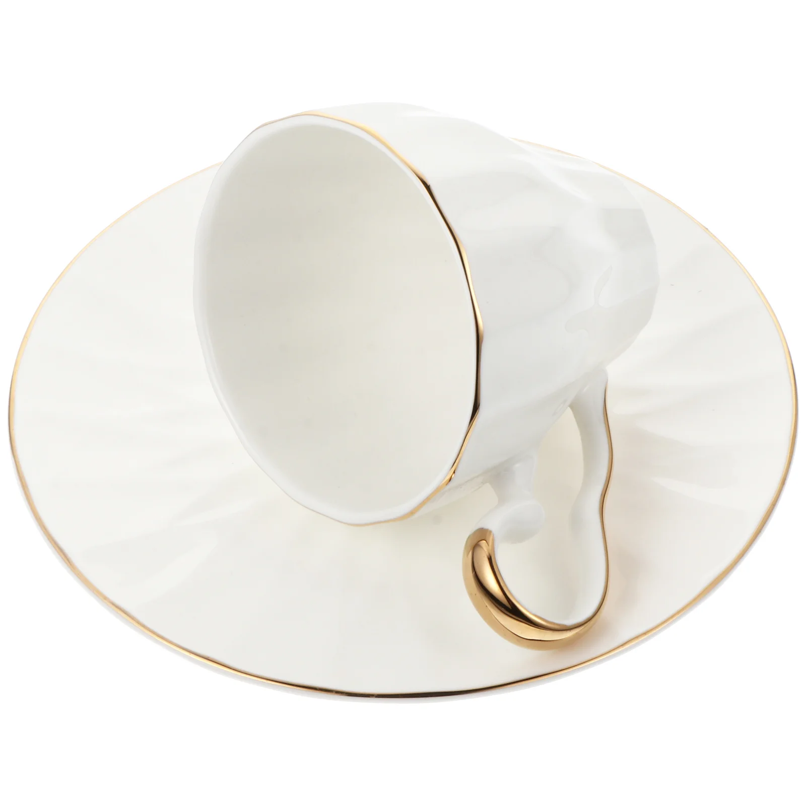 

Ceramics Coffee Cup and Saucer Set Modern Geometric Design for Tea Juice Milk Drink Home Office Decor Bright Stylish Mug