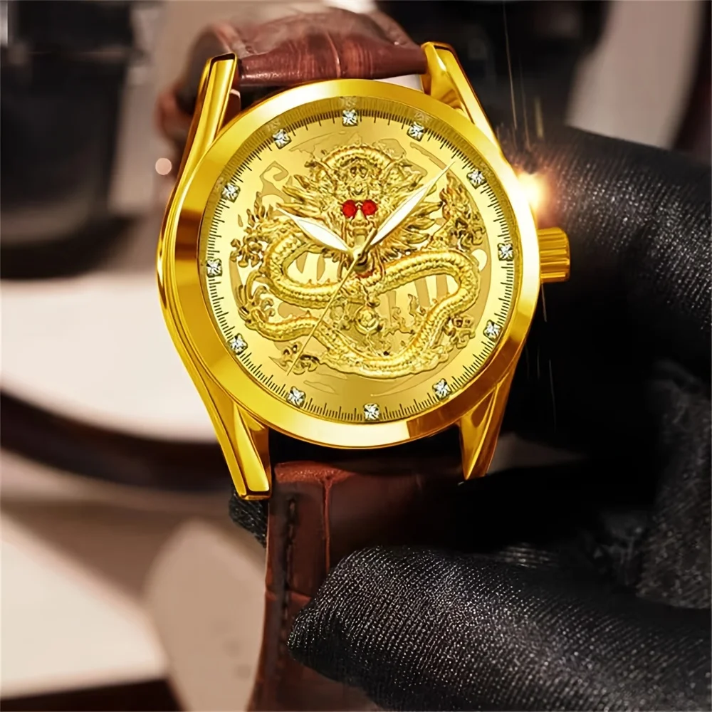 Великолепный Благородный Ретро Китайский дракон высококачественный дизайн мужские часы атмосферный уровень Модный повседневный красивый Спорт Прочный
