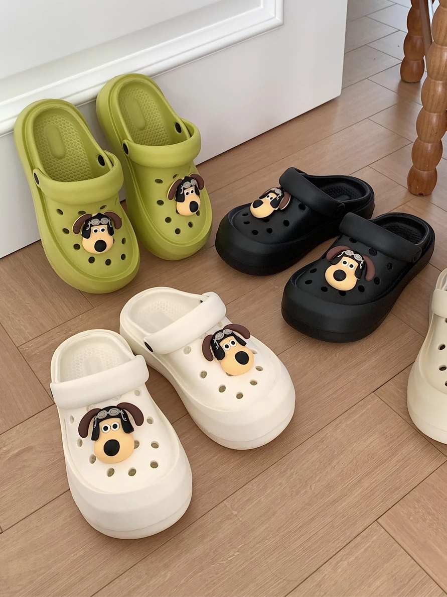 Women EVA Outdoor Garden Sandals Shoes Anti Slip Casual Cute Hole Shoes Summer Funny Dog Cool Slippers For Women