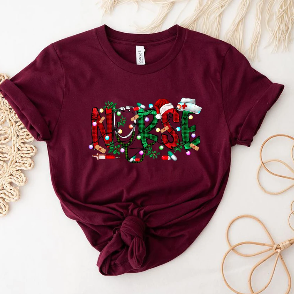 Christmas Nursing Tshirt Nursing School Shirts Nurse Christmas T Shirts Nurse T-shirt Christmas Graphic Tee Nurse Gift for Woman