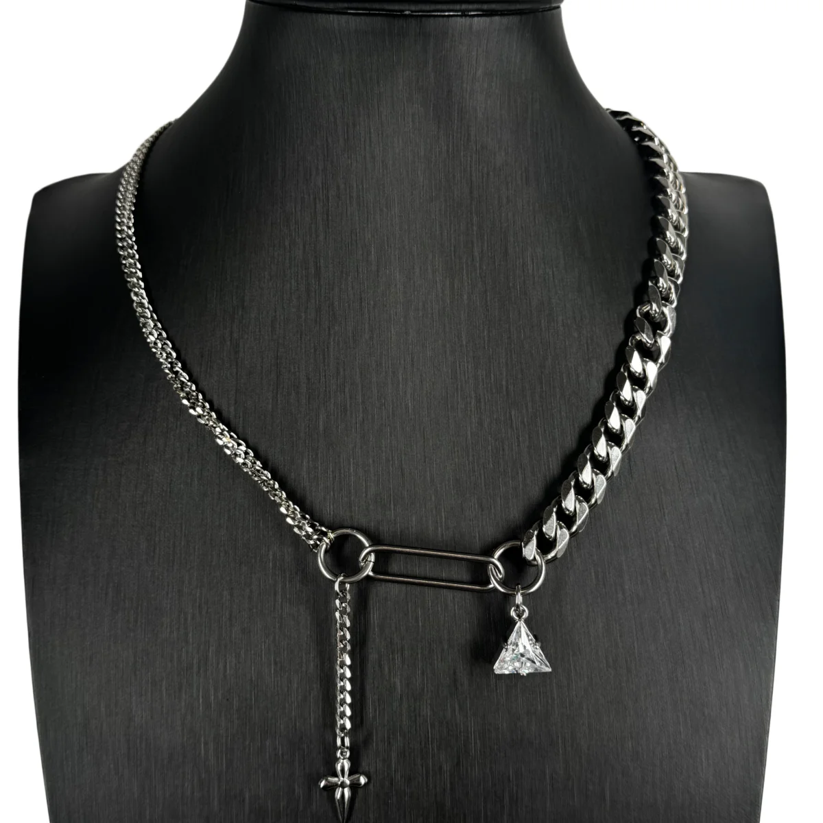 Punk Rock Gothic Edelstahl Silberfarbene Dornenkette Halskette Choker Charm Mode Damen Herren Wasserfester Schmuck Geschenke – Detail 4