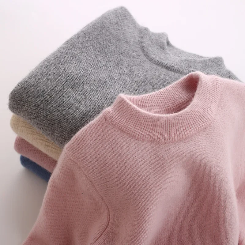 2-10T Kid Boy Girl Sweater Solid Color Soft Warm Pullover Tops Toddler Long Sleeve Knitwear Winter Children Basic Sweater