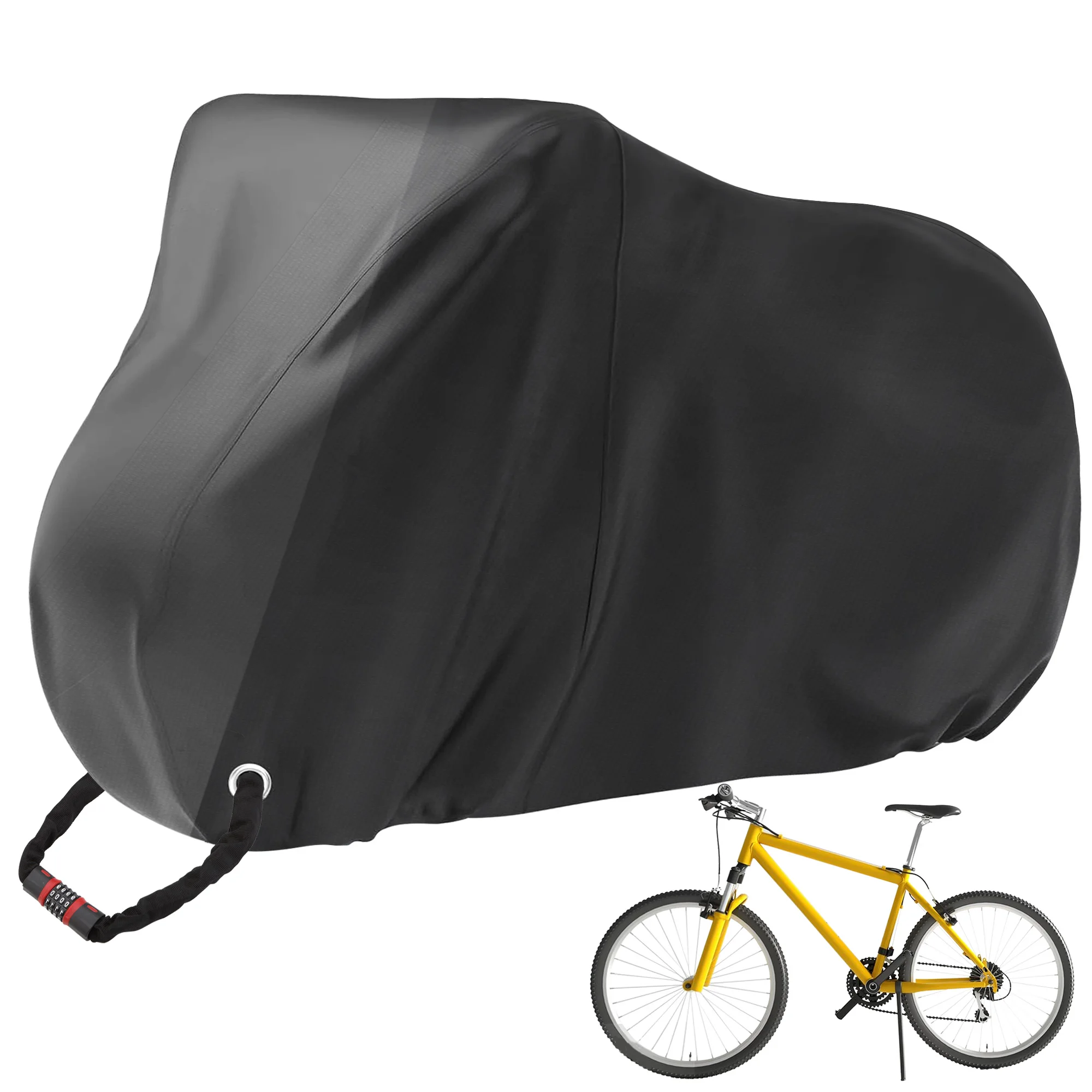 1PC Black/Silver Bicycle Covers, 210D Outdoor Bicycle Covers, Suitable for Road Bikes, Off-Road Motorcycles, Etc