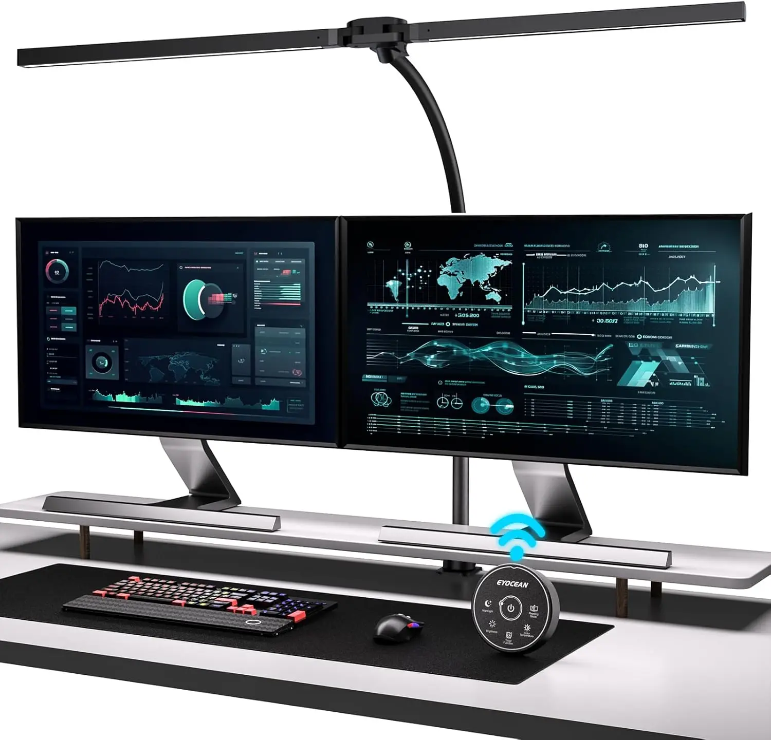 

31.5" LED Desk Lamp with Clamp, Gesture Sensing Control, Dimmable & Color Temperature Adjustable for Home Office