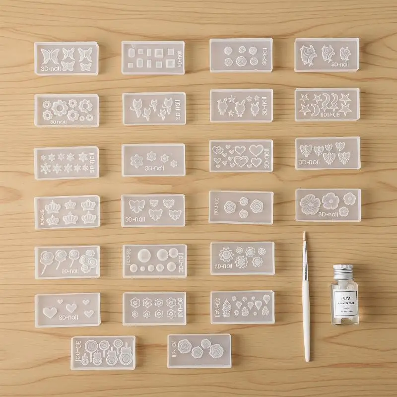 Hand-made 3D Carving Silicone Nail Mold Template Stamper Manicure Finger Tool DIY Pedicure Deco Accessories