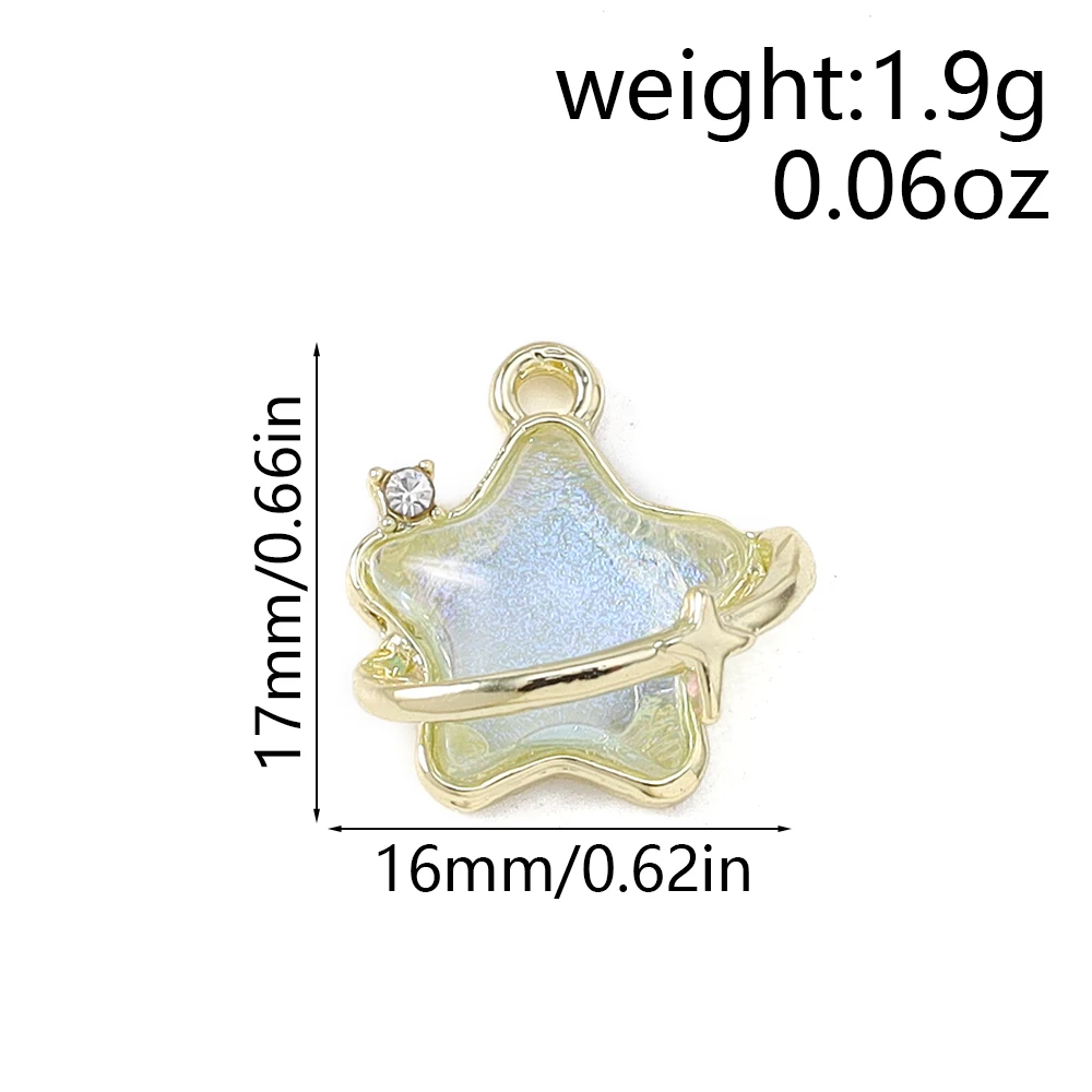 Leslie 5 Stück Y2K zierlicher Kristall Galaxy Planet Star Charms Anhänger für Ins Halskette Armband Schmuckherstellung DIY Basteln – Detail 13