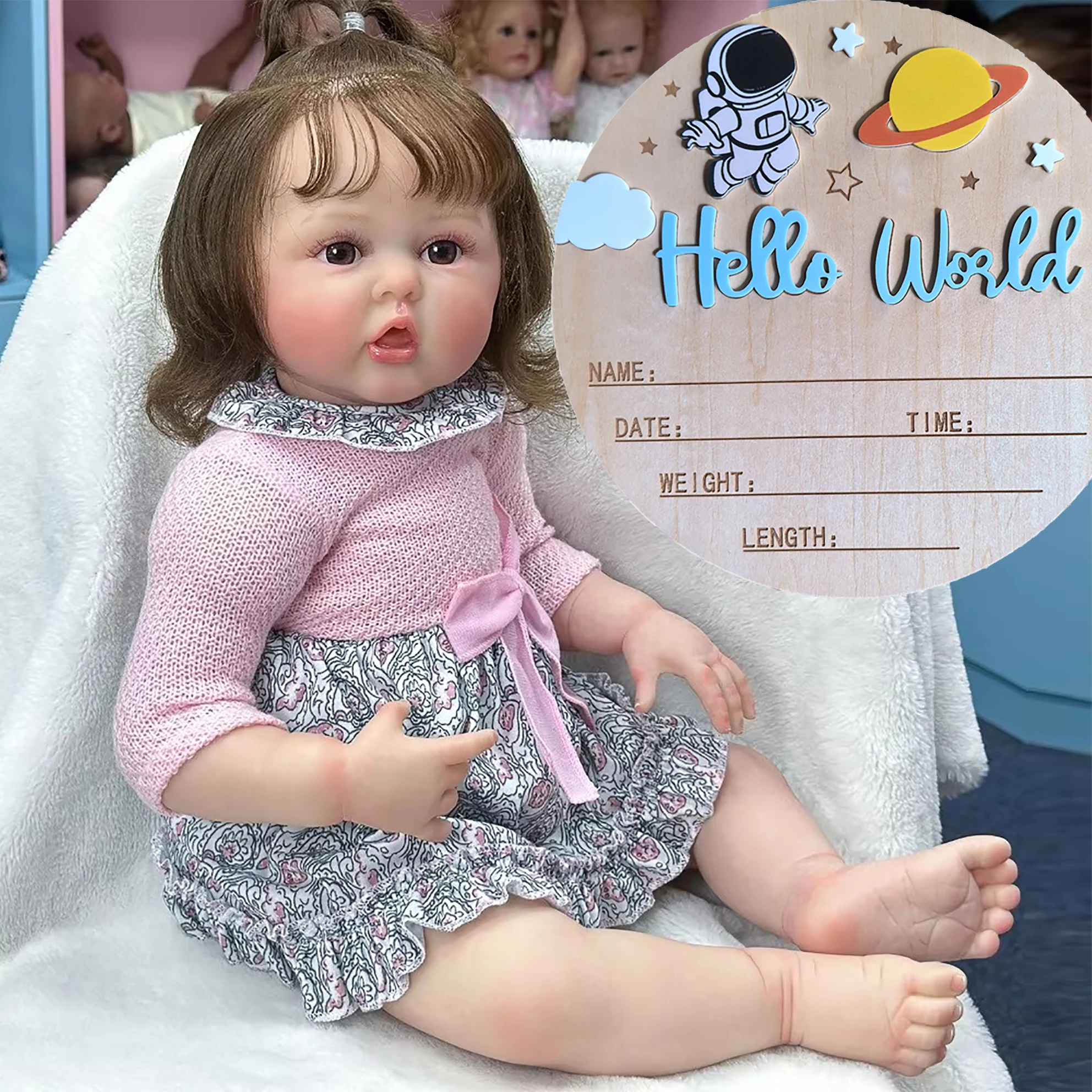 

New 60cm Painted Simulated Baby Reborn Doll Full Soft Plastic Doll Large Simulated Girl Toy W-3039