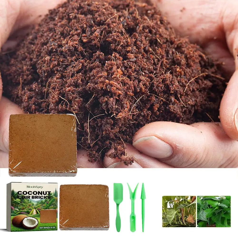 Ladrillo de Fibra de Coco - Sustrato Orgánico para Macetas, Mejora la Aireación del Suelo y la Retención de Agua para Plantaciones de Jardín