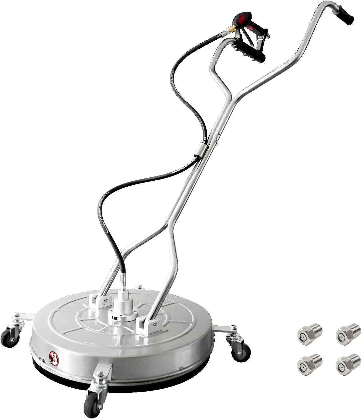 

24 Pressure Washer Surface Cleaner with 4 Wheels Dual Handle Stainless Steel Housing 2 Hose Adapters and 4 Replacement Nozzles