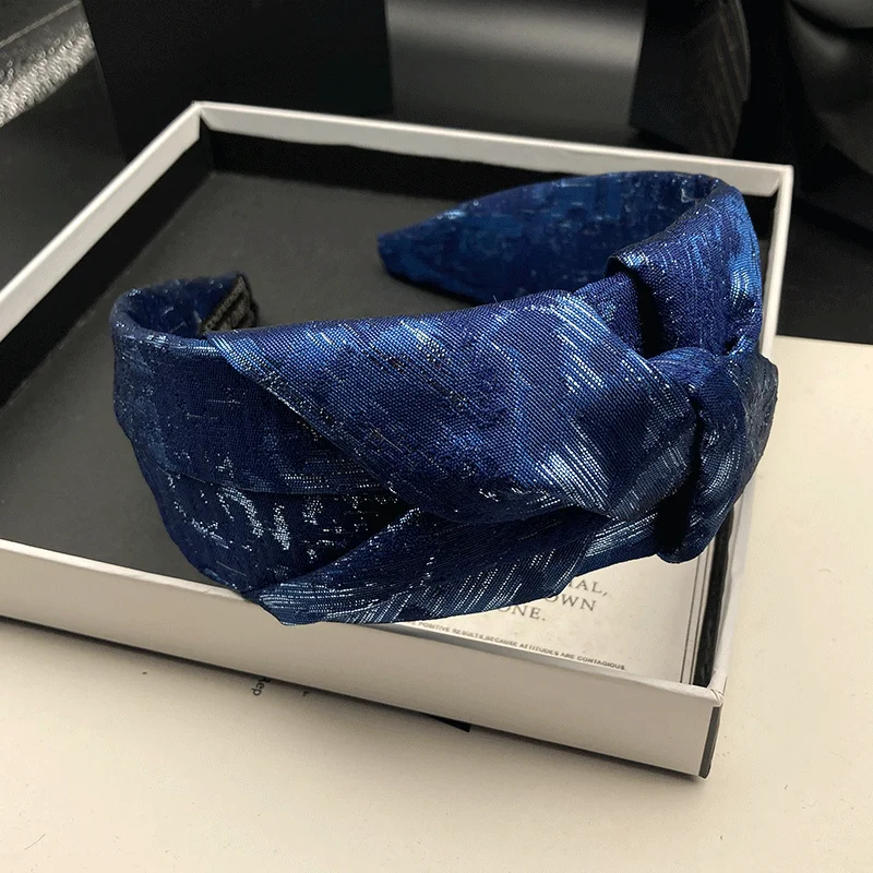 Luxuriöses blaues Haarband für Damen – Neues, modisches Kopfschmuck-Haarband mit breitem Rand für die Haarwäsche – Detail 4