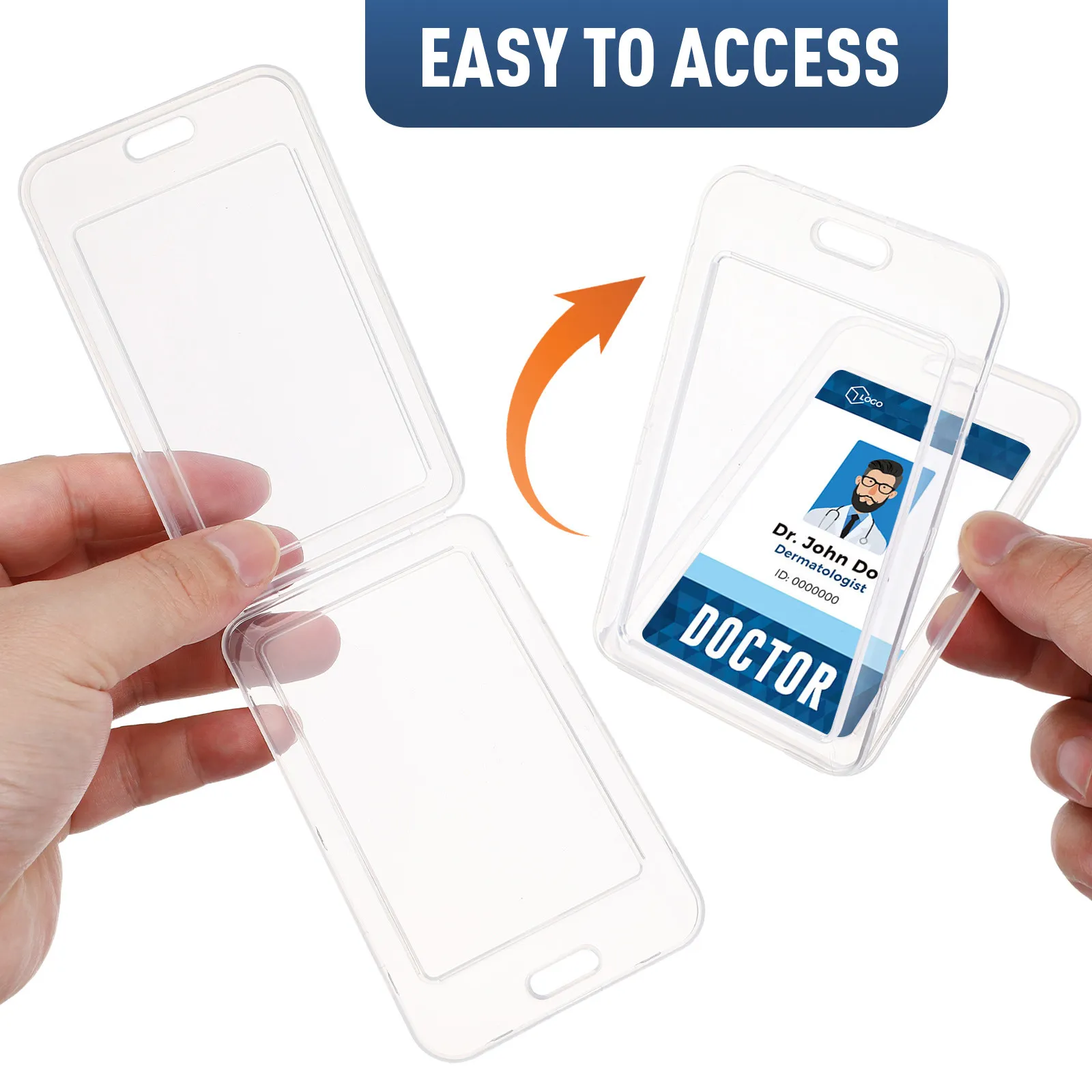 20Pcs Lightweight Portable Plastic Id Badge Holder Frosted Clear Card Sleeve for Passport Id Cards Professional Travel Use
