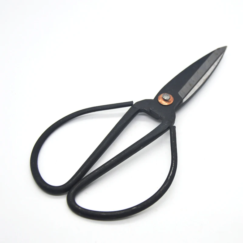 Handmade carbon steel forged black scissors flange gardening scissors 190mm length