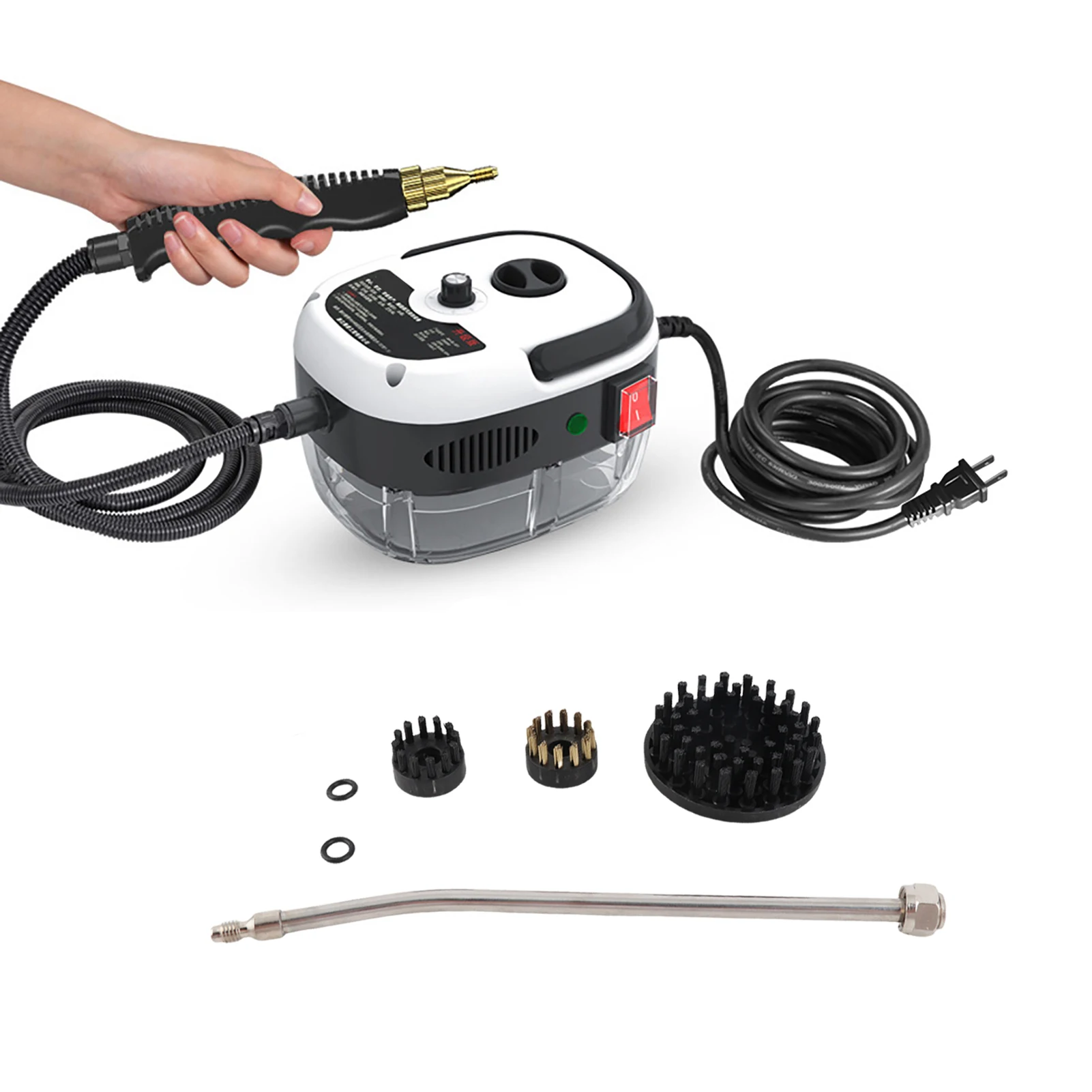 1500W Portable Handheld Steam Cleaner High Temperature Pressurized Steam Cleaning Machine with Brush Heads for Kitchen Furniture