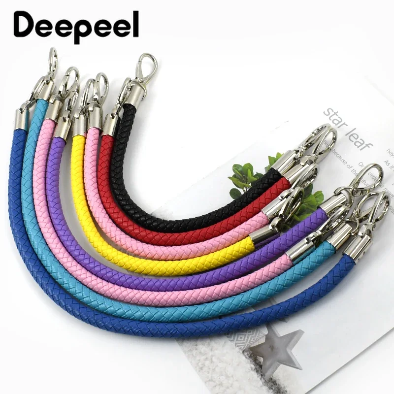 Deepeel 30-60cm Metal PU Leather Round Rope Bag Strap Handbags Handle Luggage Bags Silver Buckle Shoulder Belt Craft Accessories